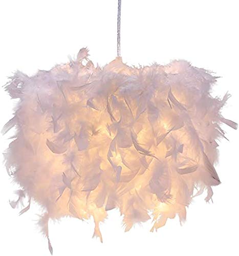 Lámpara de techo de plumas decorativa con pantalla redonda para luz suave