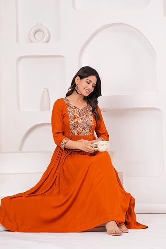 Image of Dhruvi Women's Rayon Anarkali Maternity Dress & Feeding Kurti with Zippers
