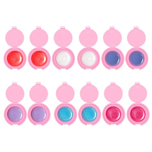 Mebtmel 12 Pcs Cupcake Lip Gloss for Girls Party Favors Lip Balm Set Assorted Fruity Favors Cute Cupcake Designs Birthday Gift