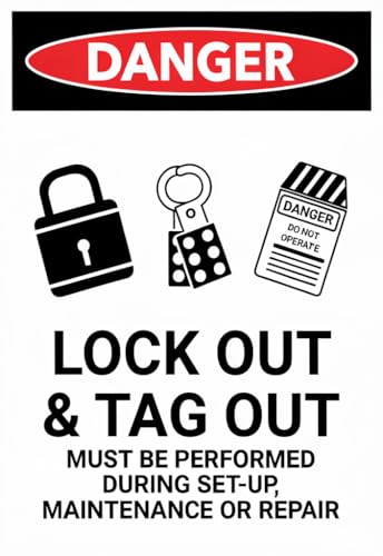 Danger Lock Out Tag Out Tin Sign 12x8 Inch, Metal