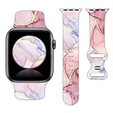 Pink Rose Gold Marble Silicone Band Compatible with Apple Watch Bands 38mm 40mm 41mm 42mm 44mm 45mm...
