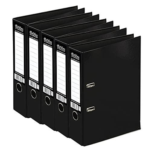 ED 5 x Pukka A4 Glossy 2-Ring Lever Arch File School Work Office 75mm Spine File Organiser (Black)