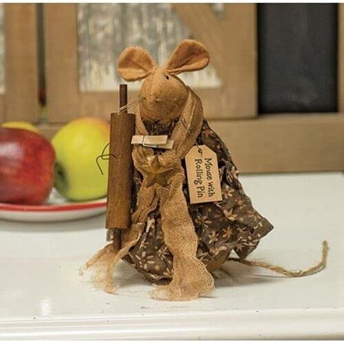 Primitive-Grungy-Kitchen-Mouse-with-Rolling-PIN-Figurine-Doll-Figure-7-for-Kitchen-Farmhouse-Holiday-Home-Decor Primitive Grungy Kitchen Mouse with Rolling PIN Figurine Doll Figure 7 for Kitchen Farmhouse Holiday Home Decor