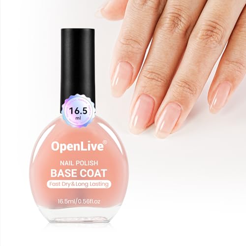 OpenLive Base Coat Nail Polish Sheer Tinted Nude Regular Nail Polish Enhances Natural Look Quick Air Dry for Women Salon DIY Nail Art