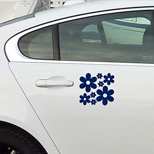 Image of Groovy Daisy Flower (Navy Blue) (Set of 2) Premium Waterproof Vinyl Decal Stickers for Laptop Phone Accessory Helmet Car Window Bumper Mug Tuber Cup Door Wall Decoration