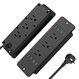 HHSOET 14 in 1 Fast Charging Recessed Power Strip, 45W Furniture Power Outlet, Flush Mount Surge Protection with 6 AC Plugs, 4 USB-A and 4 USB-C, 10ft Power Cord. (Black)