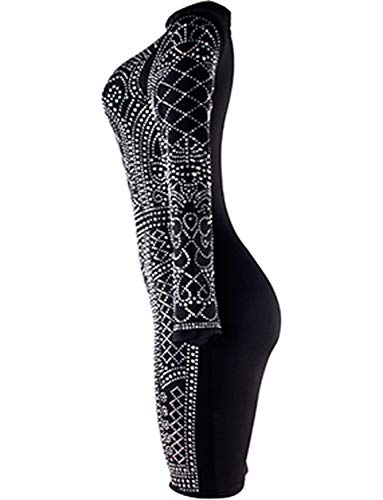 VWIWV Women Retro Luxurious Long Sleeve Mini Dress Sequin Bodycon Party Mini Dress with Zipper Black