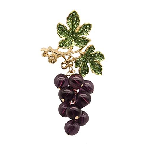 Broche de raisin en cristal violet peinte à la main pour dames et foulard en soie