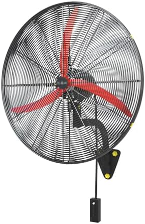 High Velocity Industrial Wall Fan, 26in Adjustable Height & Tilt, 3 Speed Heavy Duty Metal Oscillating Fan for Indoor/Outdoor Use, Wall Mountable, Powerful Air Circulation