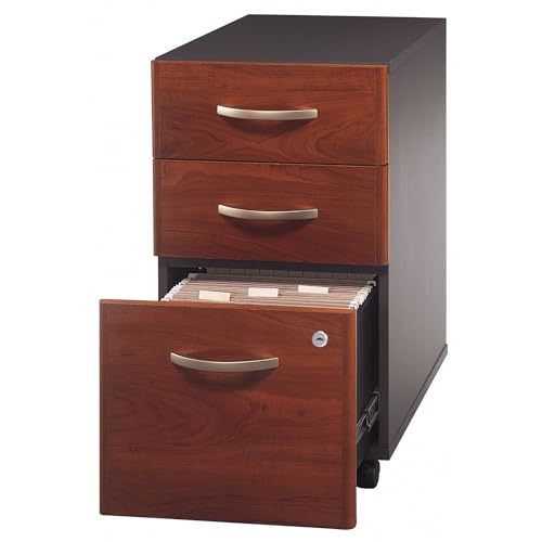 Bush Business Furniture Components 21" D Vertical 3-Drawer Mobile File Cabinet, Hansen Cherry/Graphite Gray, Standard Delivery