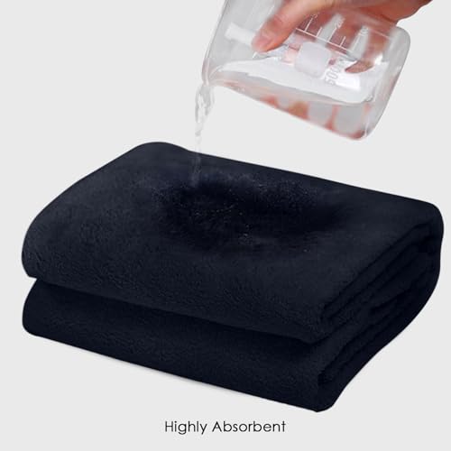 Image of HOUSSE Premium Microfiber Bath Towel - Extra Large 75x150cm Quick Dry Towels for Women Men & Kids | Super Soft Plush 550 GSM | Ultra Absorbent for Home Swimming Sports & Travel (Black)