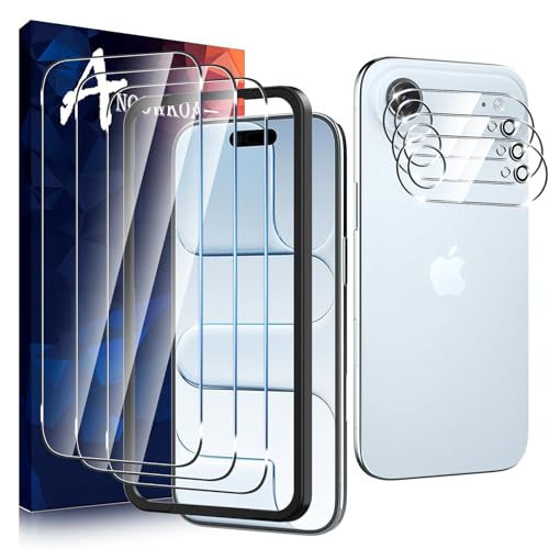 Anoowkoa 3 Pack for iPhone 17 Air 6.5" Screen Protector + [3 Pack] iPhone Air Camera Lens Protector Tempered Glass.9H Hardness.Support Fingerprint Unlock, Bubble-Free.Easy Installation - image 1