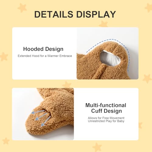 Image of Baby Starfish Onesie, Thick Imitation Fleece Starfish Newborn Romper, Infant Footie Jumpsuit Winter Warm Outfits(Blue,0-2 Months)