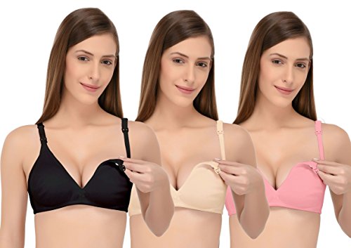 Image of Fabme Women's Cotton Non-Padded Wire Free Maternity Bra Multicolored