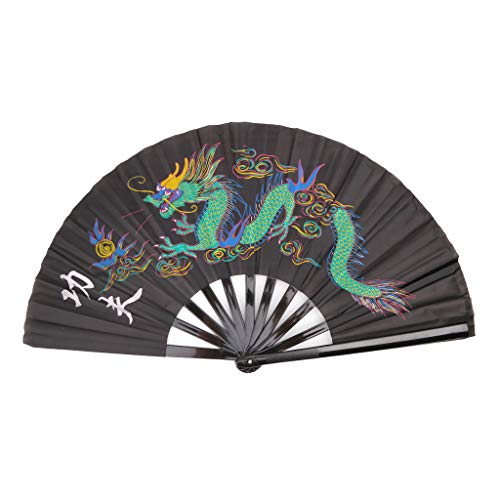 Kofun Tai Chi Éventail Traditionnel Chinois 33 cm Arts Martiaux Pliable Tai Chi Fan Kung Fu Performance - Noir Cover