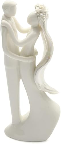 Miniatura 3 de OnePlace Gifts A Love Promise - Decoración para tartas de novia, novio, boda, pareja, compromiso, aniversario, porcelana blanca perla, 6.3 pulgadas