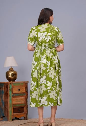 Image of Women's Maternity Feeding Dresses for Women, Easy Breastfeeding Dress, Cotton Blend Anarkali Dress with Nursing Zip for Pre & Post Pregnancy