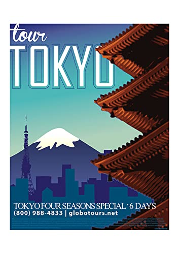 Affiche Tokyo Japon grand format poster de voyage de style vintage