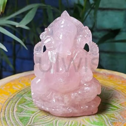 Image of Soulwise Rose Quartz Ganesha 13cm Tall, Healing Crystal for Love, Compassion, Abundance and Positivity, Housewarming Gift Decor