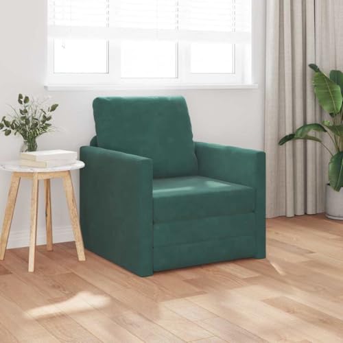 Mokuyary Sofá cama de terciopelo verde oscuro de 60 cm, sofá moderno para oficina, dormitorio, apartamento, hogar, 1 plaza