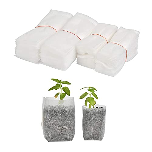 400 Piezas Bolsas de Plántulas de Plantas No Tejidas, Biodegradable Planta Plántula Bolsas, Bolsas de Cultivo, Respirable y Fuerte, para Vegetales, Flores, Plantas (9x11cm y 12 x 14cm) Cover