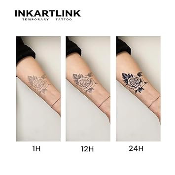 INKARTLINK Temporary Tattoo, 2 Sheets Floral Butterfly Lady Arm Stickers | Delicate Arm Temporary Tattoo, Butterfly Lady Libertate Letter Design, Waterproof, Lasts 7-14 Days, For Body Art