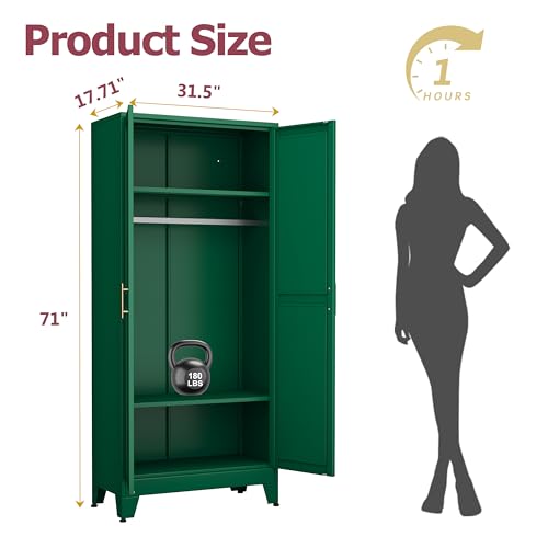 image for GAIOUS Metal Wardrobe Cabinet with Hanging Rod, 71