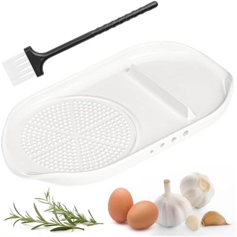 Luvan Garlic Grater Plate, 4 in 1 Ceramic Egg Cracker, Spoon Rest...
