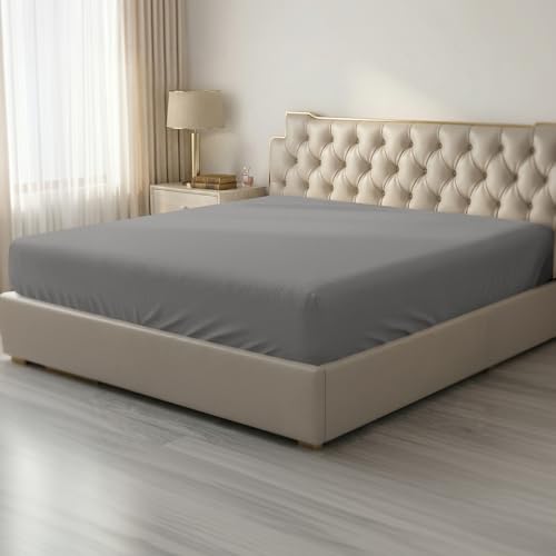 Image of HBHLFZ Full Fitted Sheet Only, Soft Breathable Bottom Sheet - 54 inchx75 inch Deep Pockets Full Size Fitted Sheet - All Around Stretch Fit, Wrinkle Resistant, Colorfast - Easy Care, Gray