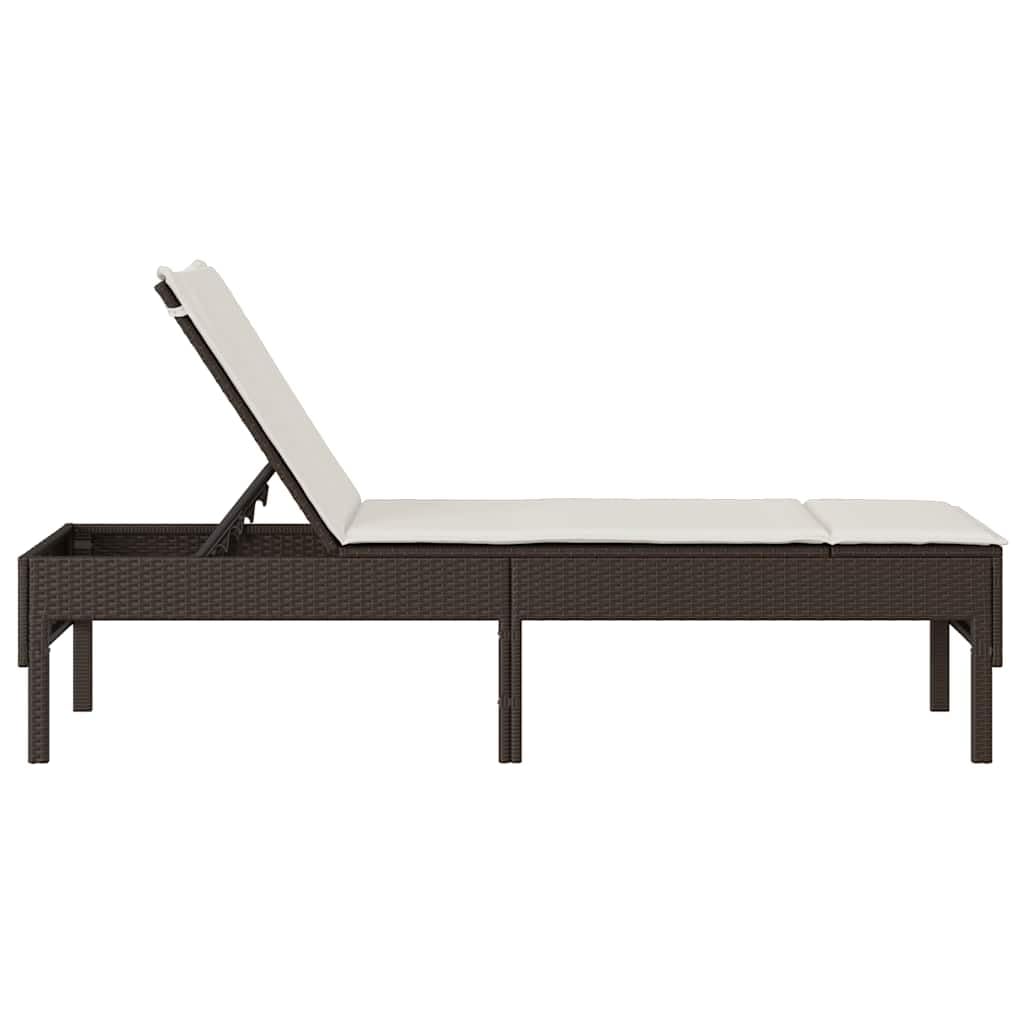 Hothingwell Leżak z brązową poduszką 55x200x44cm rattan PE