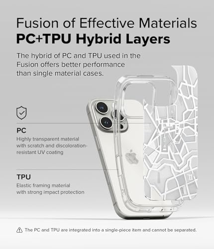 Image of Ringke Fusion Design Compatible with iPhone 16 Pro Max Case Cover Hard Graphic Designed Back Soft Flexible TPU Bumper Scratch Resistant Natural Form iPhone 16 Pro Max Back Cover - Seoul Map White