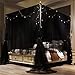 VETHIN 4 Corners Post Princess Bed Canopy Curtain Double Layer Cozy Drape Netting 4 Opening Mosquito Net for Girls & Adults Bedroom Decoration Accessories (Double Black, 59