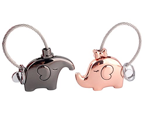 Vi.yo 1 par Parejas Llaveros Besos Elefantes Llavero para Pareja Dulce Regalo de aleación de Zinc Llavero Brillante