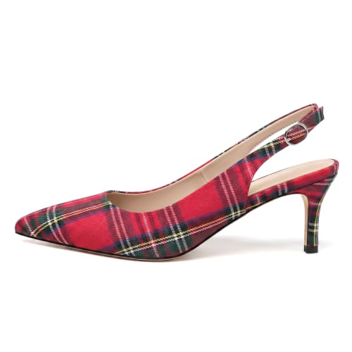 Image of NUMALEO Slingback Heels for Women Pointed Close Toe Kitten Heels Patent Pumps Dress Party Comfy Heeled Sandals Stiletto 2.5 Inch Dress Shoes