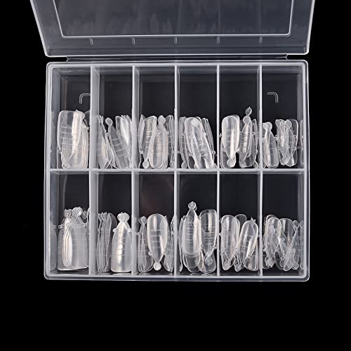 KADS 120PCS Clear Full Cover Dual Nail System Form UV Gel Acrylic Nail Art Mold Artificial Nail Tips with Scale for Extension (Model 9) - Image 3