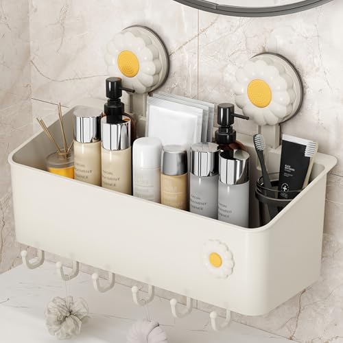 Torytoe Estantería Baño Ventosas, Estanteria Ducha sin Taladro, Organizer Baño de Plástico Extraíble para Gel de Champú, Gel de Lavado Facial