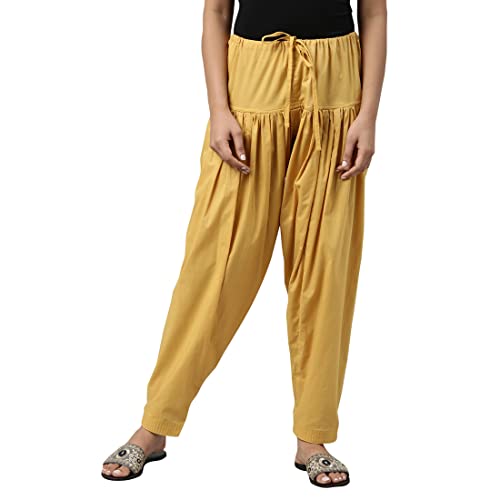 Image of GO COLORS Soft Cotton Salwar for Women | Relaxed Fit, Mid Rise, Ankle Length, Drawstrings