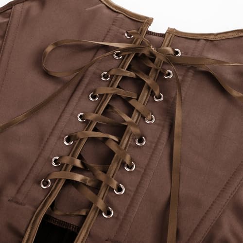 Image of Scarlet Darkness Women Renaissance Corset Vintage Overbust Bustier Bodyshaper Tops Brown Size 10