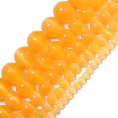 Yochus Pulsera de cuentas de ojo de gato amarillo dorado de 10 mm para hacer joyas