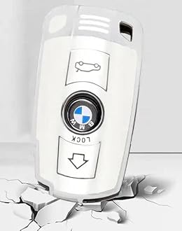 StyleC Remote Key Cover Compatible with BMW 1 3 5 SERIES X1 X3 X5 X6 E60 E90 E70 Z4 TPU Case Key Fob Keyless Remote Control Smart A (White Silver)