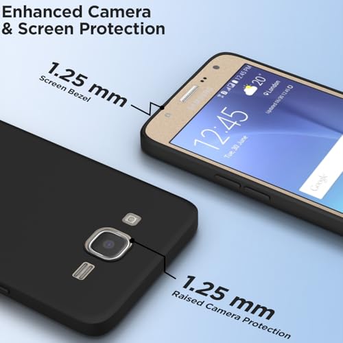 Image of Outlouders Back Cover for Samsung Galaxy J7 2015 / J7 / J7 Nxt | Camera Protection | Durable Soft Matte Silicone Bumper Case (Black)