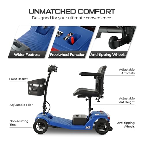 Image of 330lbs Max Weight, Electric Mobility Scooter for Adults 4 Wheel Mobility, 20miles Per Charge Electric Powered Wheelchair Power Scooters Blue