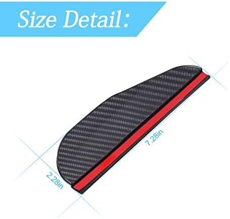 Blilo 2Pcs Car Rear View Mirror Rain Visor Guard, Carbon Fiber Side Eyebrow, Waterproof Auto Smoke Universal For Cars, Truck And Suv (Black)