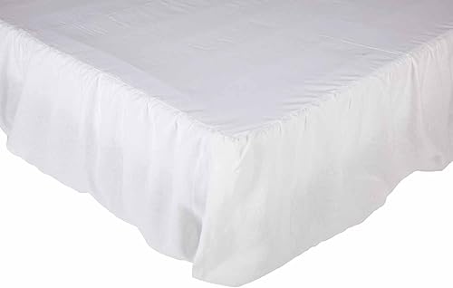 Miniatura 2 de Piper Classics Falda de cama Provincial Linen White King con volantes con caída de 21 pulgadas y esquinas divididas, 100% lino con volantes de polvo