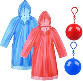 Vergissmeinnicht 2 Pieces Adult Raincoats Disposable Raincoat Ball Easy Carry Keyring Ball Raincoat Emergency Raincoats Poncho Rainwear for Hiking Camping Travel Outdoor