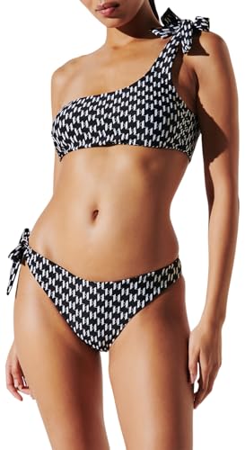 Karl Lagerfeld B.V Tie Rio Bottom, Black, Karl Lagerfeld Monogram-Monograma Negro y Blanco, XL Mujeres