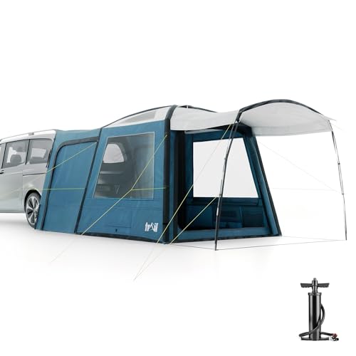 Image of Trail Tailgate Air Driveaway Awning, Campervan Inflatable Rear Extension Tent for Mid-Sized Vans & Large SUVs, 5000mm Waterproof, UPF50+ UV Protection, Safety Purge Pump, Road Trip Camping Shelter
