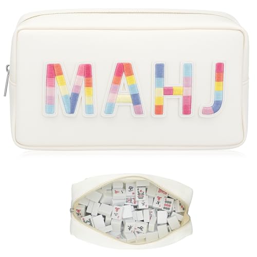 Sunnymove Empty Mahjong Bag Thickened American Mahjong Tiles Bag with Zipper Storage Pouch for Board Game Pieces Game Party Travel Gatherings Accessories, 10.4''x5.6'', Case Only (Mahj,Rainbow) - image 1