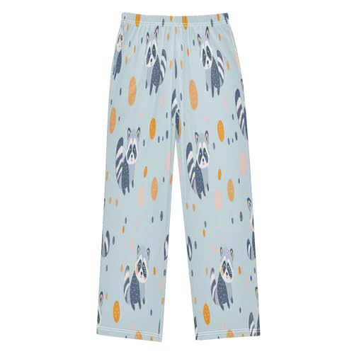 Lovely Raccoon Dots Pajama Pants Soft PJ Bottoms Lounge Pants for Sleepwear Sport Size 6–14 Years