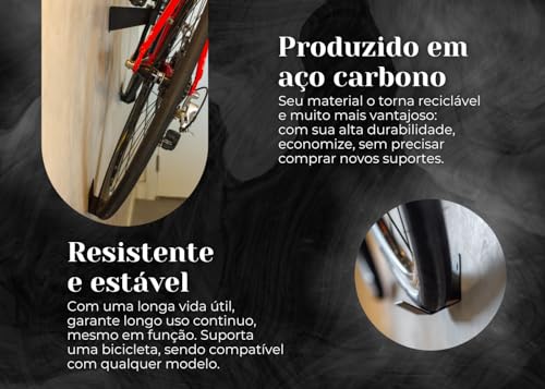 Suporte Parede Vertical Bicicleta TL PRO Bike Mountain Mtb Speed com Apoio de Roda Aço Durável Resis